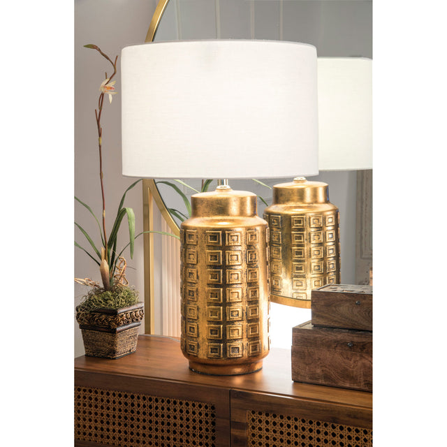 GILE GOLD CERAMIC MID CENTURY TABLE LAMP - 27 | LIGHTING