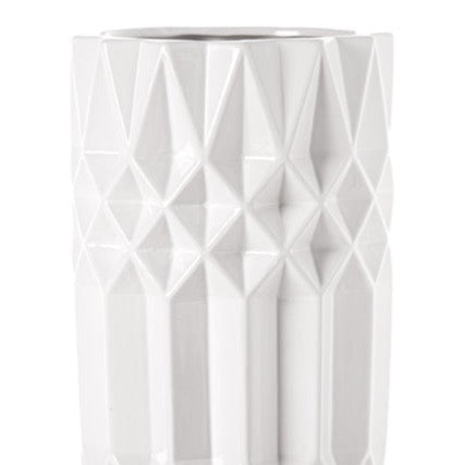 WHITE CRYSTAL CUT CERAMIC VASE | VASES