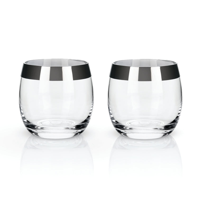CHROME RIM CRYSTAL TUMBLERS