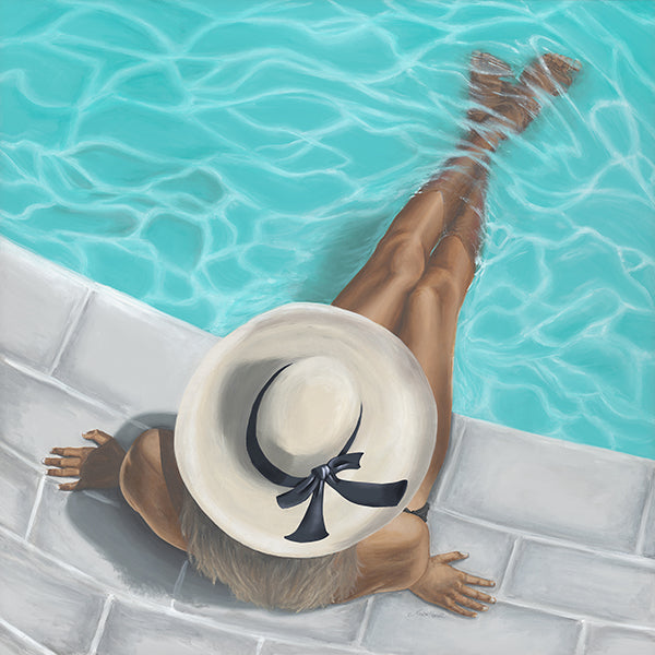 Relaxing Poolside by Makai Howell | stretched canvas wall art