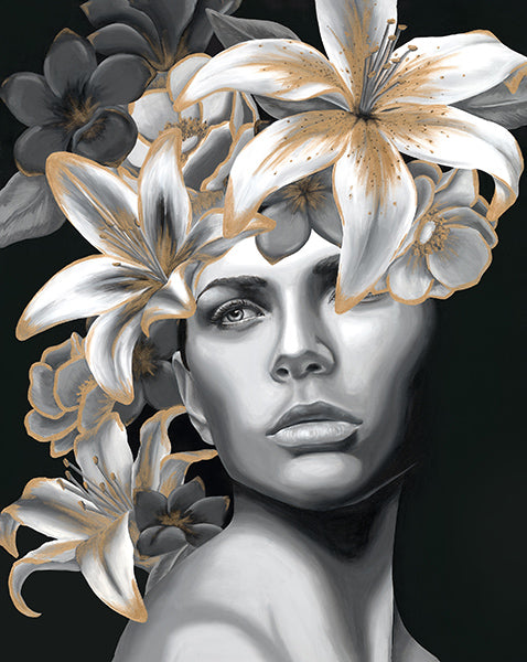 Monochrome Lily by Makai Howell | stretched canvas wall art