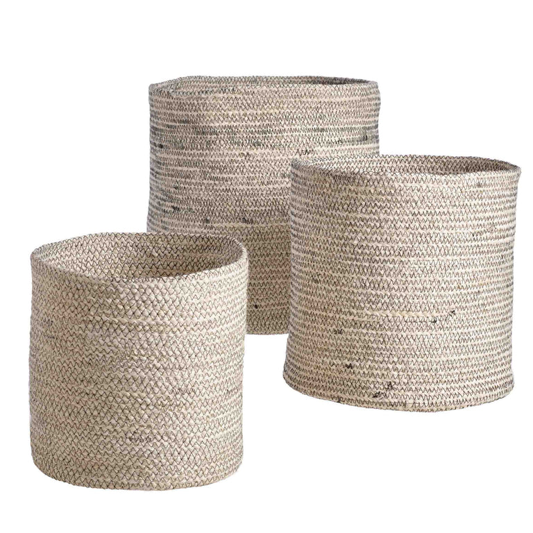 MELIA BASKETS (SET OF 3)-WHT/BLK | STORAGE