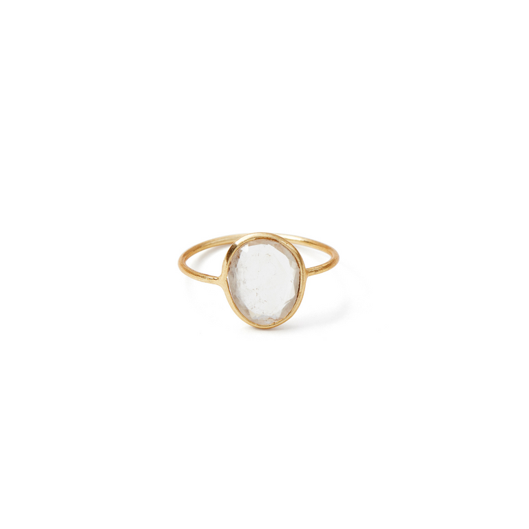 STONE SLICE CRYSTAL QUARTZ RING| JEWELRY