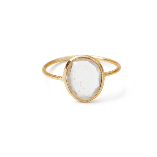 STONE SLICE CRYSTAL QUARTZ RING| JEWELRY