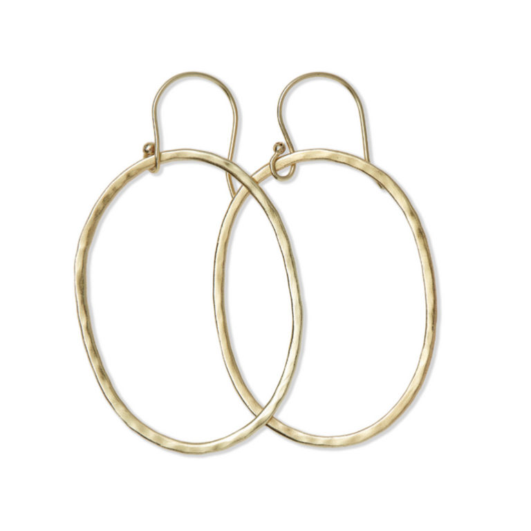 HAMMERED OVAL EARRINGS| JEWELRY