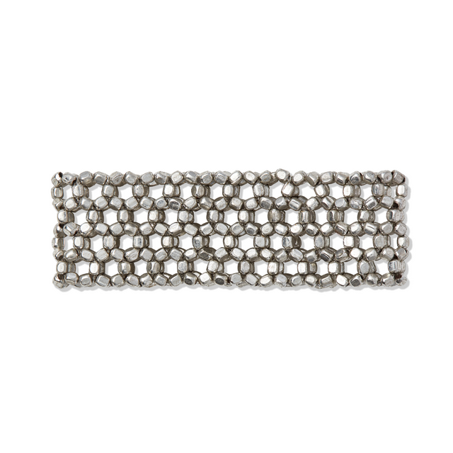 BEADED STRETCH SILVER BRACELET | JEWELRY