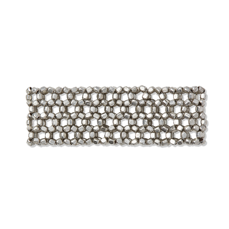 BEADED STRETCH SILVER BRACELET | JEWELRY