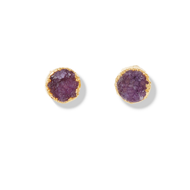 DRUSY POST EARRINGS PURPLE| JEWELRY