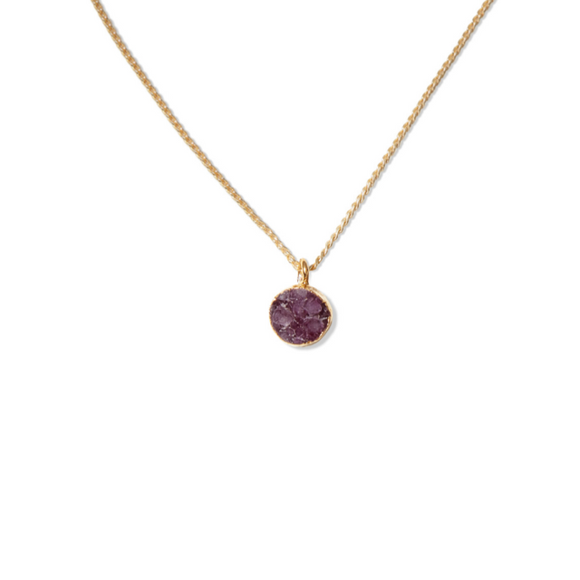 DRUSY PENDANT NECKLACE PURPLE| JEWELRY