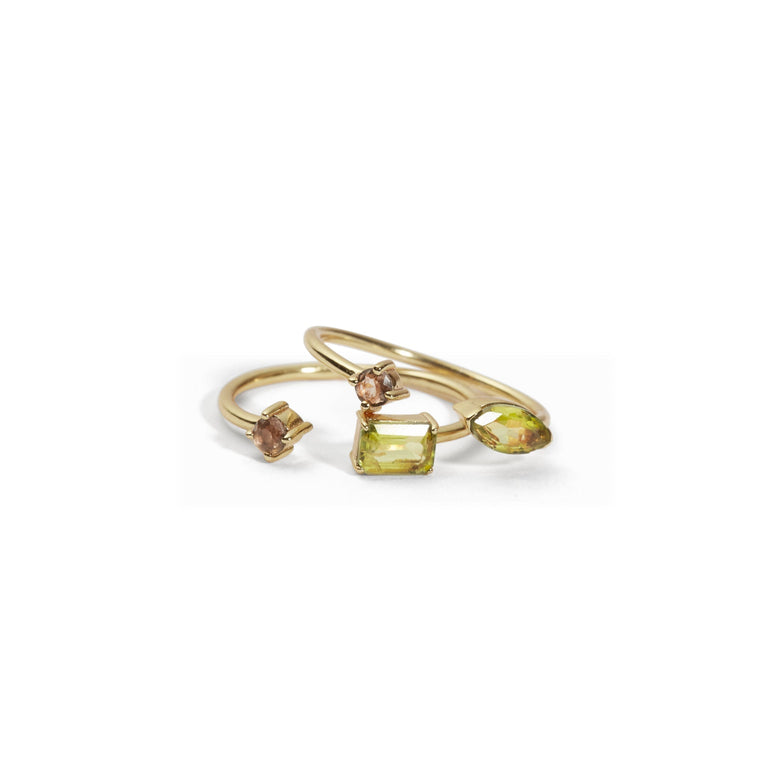 PRECIEUX STACKING RINGS PERIDOT SET OF 2| JEWELRY