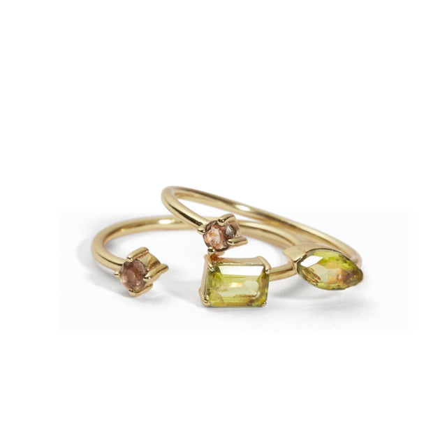 PRECIEUX STACKING RINGS PERIDOT SET OF 2| JEWELRY