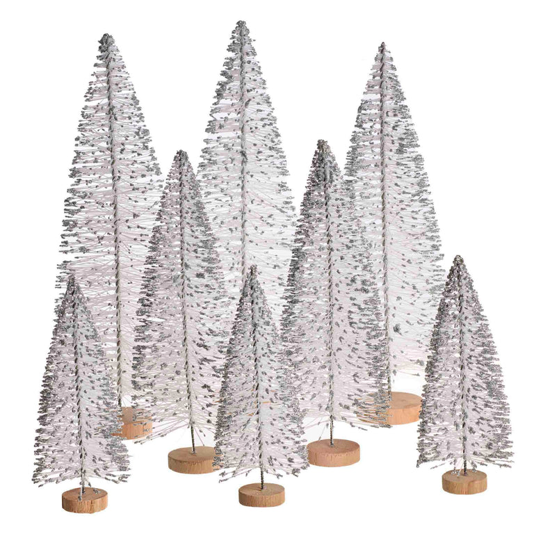 YUKON TREE-ASST (SET OF 8)-WHT/SLVR | HOLIDAY