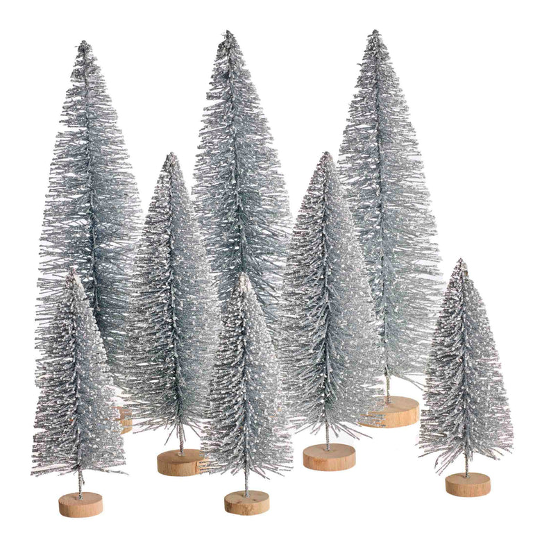 YUKON TREE-ASST (SET OF 8)-SLVR/SNW | HOLIDAY