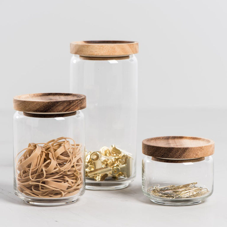 ACACIA LID GLASS CANISTERS | CONTAINER