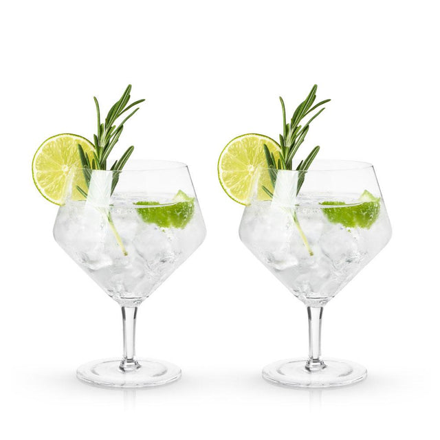 ANGLED CRYSTAL GIN & TONIC GLASSES SET | COCKTAIL