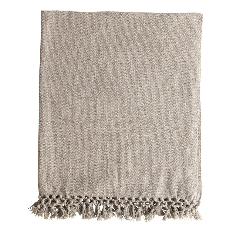 HEATHER COTTON TASSELED THROW | THROWS