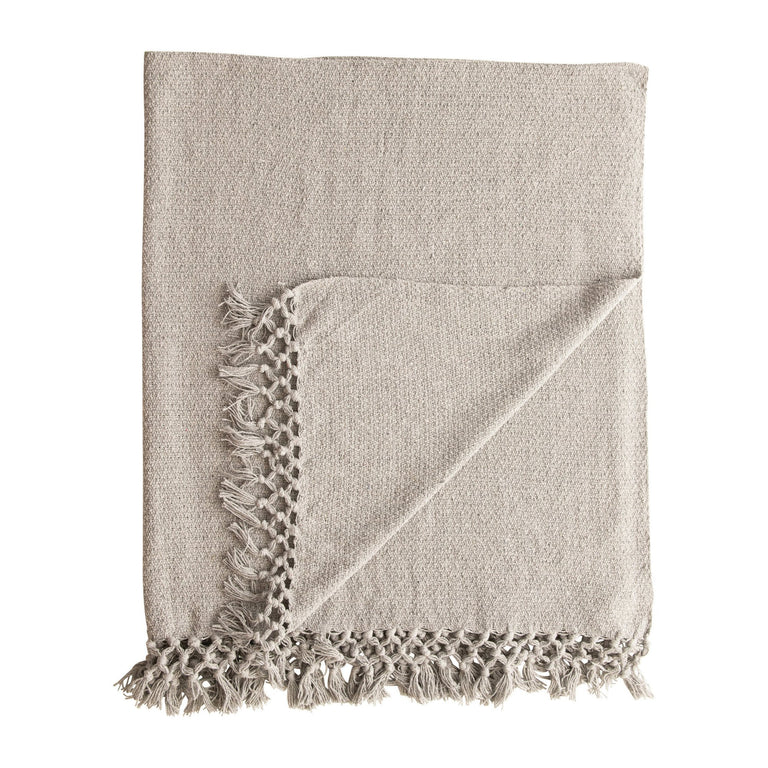 HEATHER COTTON TASSELED THROW | THROWS