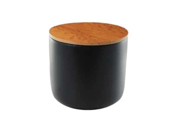 ACACIA LID BLACK STONEWARE | CONTAINER