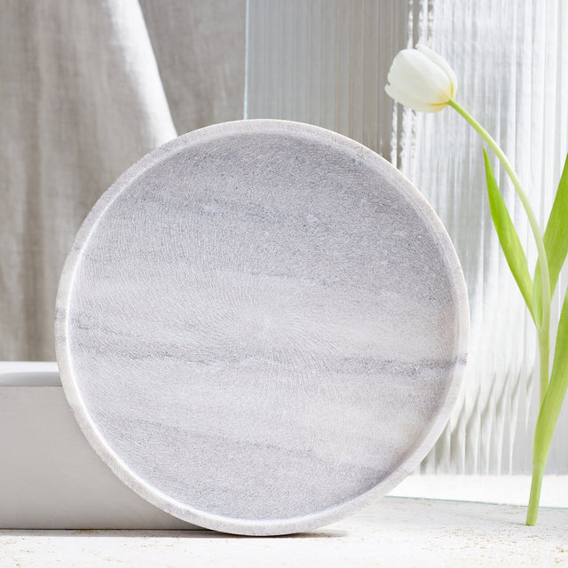 WHITE MARBLE ROUND TRAY