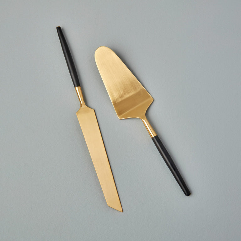 GOLD & BLACK CAKE SERVING SET