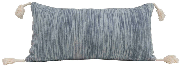 WOVEN COTTON LUMBAR PILLOW WITH TASSELS | PILLOWS