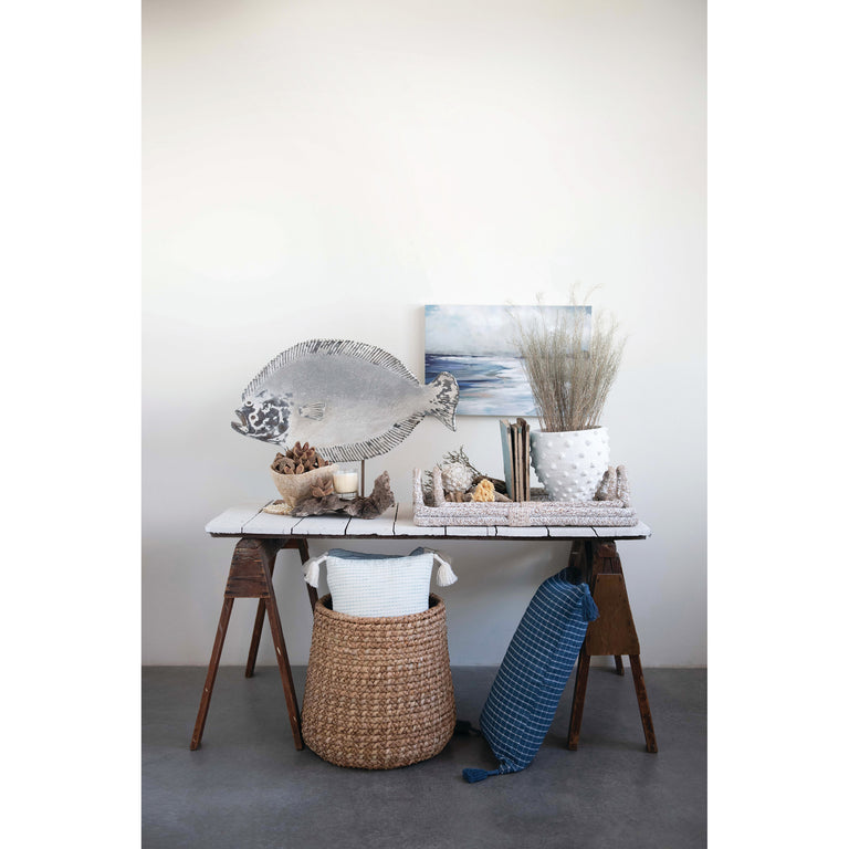 WOVEN COTTON LUMBAR PILLOW WITH TASSELS | PILLOWS