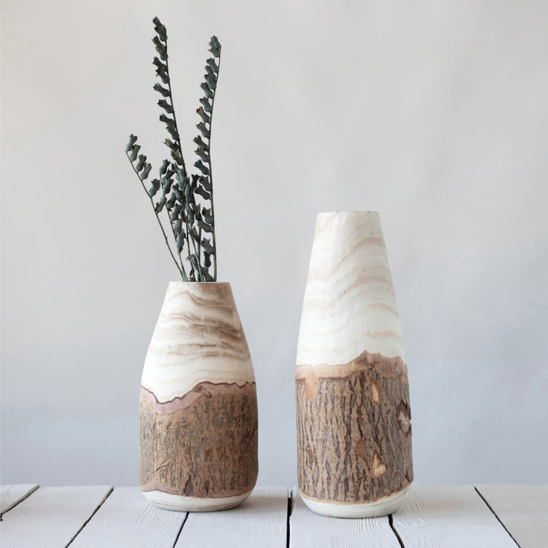 PAULOWNIA WOOD VASE WITH LIVE EDGE | VASES