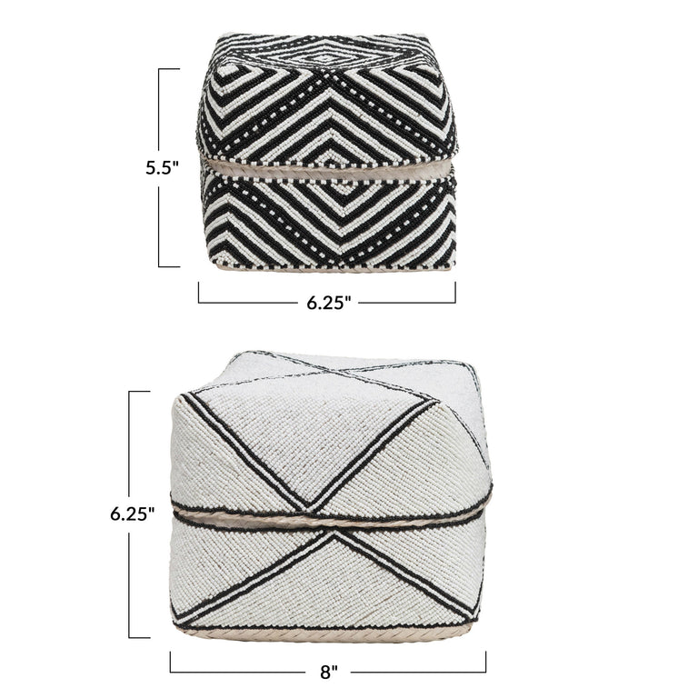 HAND-BEADED BAMBOO LIDDED CONTAINERS | STORAGE