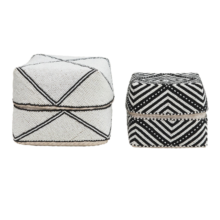 HAND-BEADED BAMBOO LIDDED CONTAINERS | STORAGE