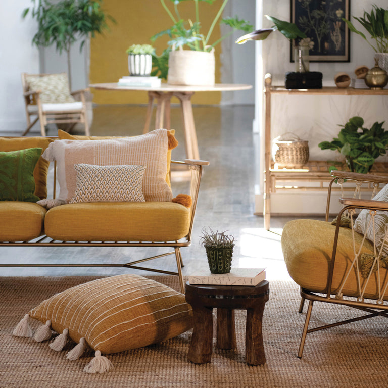 GOLDEN STRIPES COTTON TASSEL PILLOW | PILLOWS