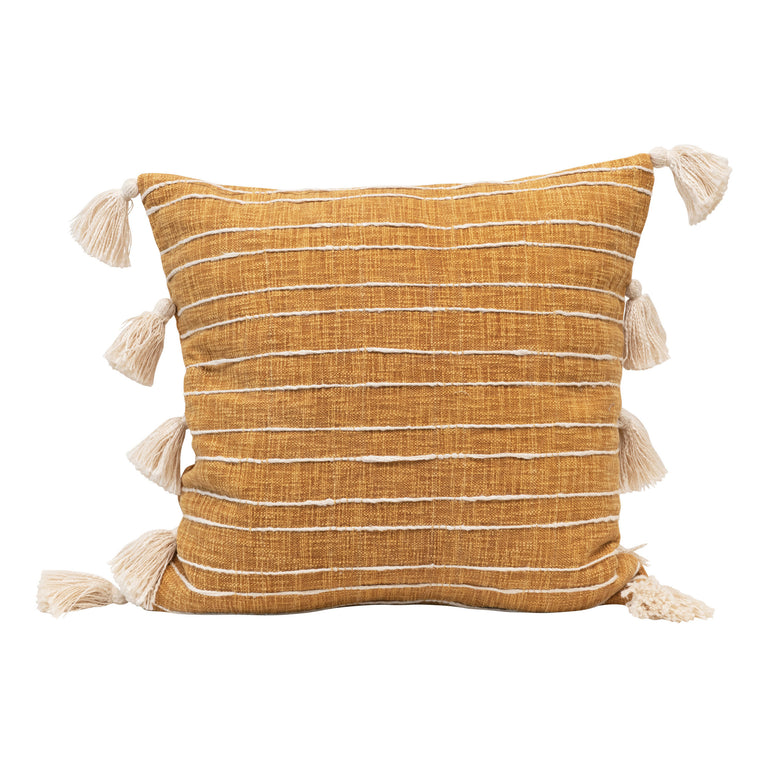 GOLDEN STRIPES COTTON TASSEL PILLOW | PILLOWS