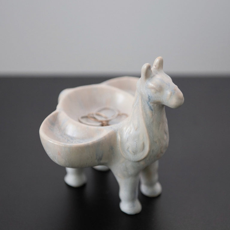 DECORATIVE STONEWARE STANDING LLAMA DISH | FIGURINE