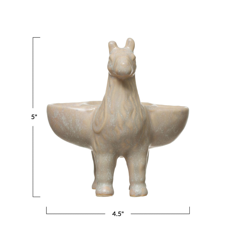 DECORATIVE STONEWARE STANDING LLAMA DISH | FIGURINE