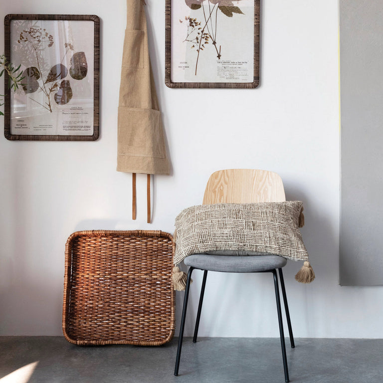 GOLDEN BASKET WEAVE COTTON LUMBAR PILLOW | PILLOWS