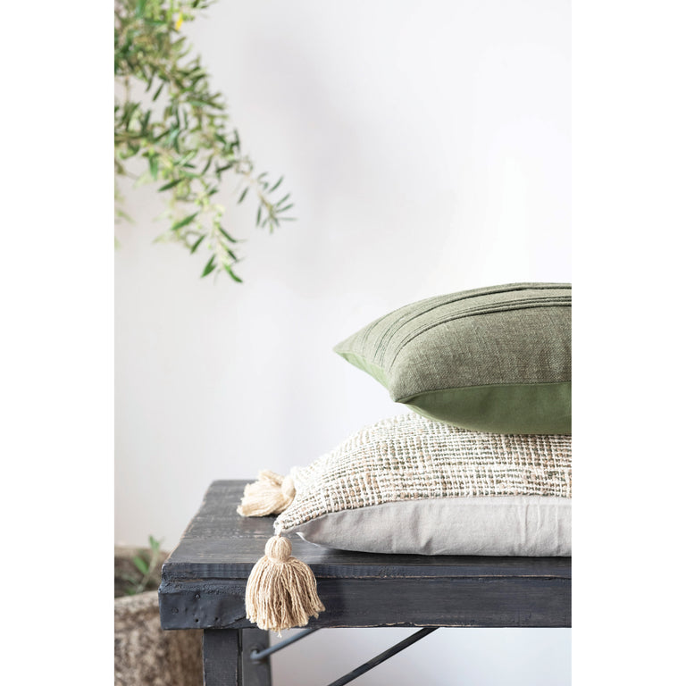 GOLDEN BASKET WEAVE COTTON LUMBAR PILLOW | PILLOWS