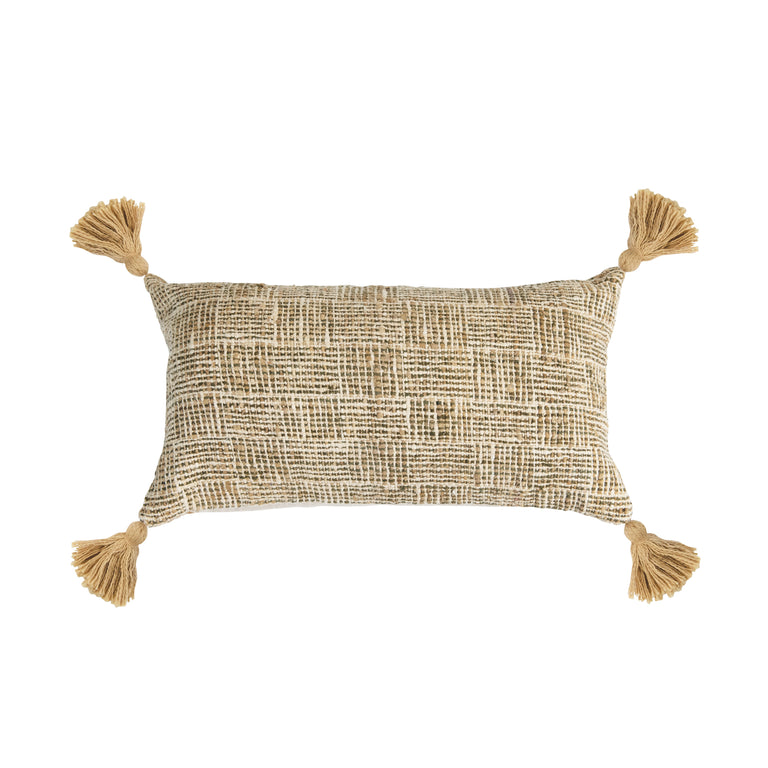 GOLDEN BASKET WEAVE COTTON LUMBAR PILLOW | PILLOWS