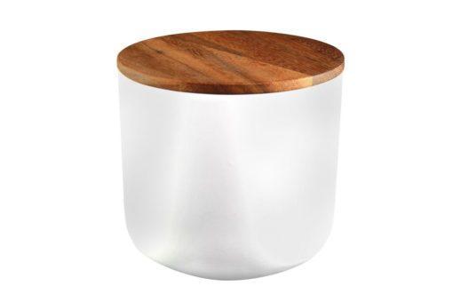 ACACIA LID WHITE STONEWARE | CONTAINER