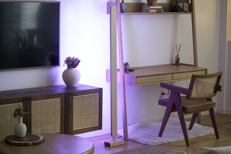 Hardwood LED Color Floor Lamp by Iron Roots Designs | made in Berkeley, CA