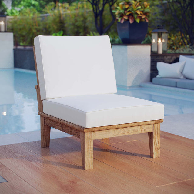 MARINA ARMLESS OUTDOOR PATIO TEAK SOFA