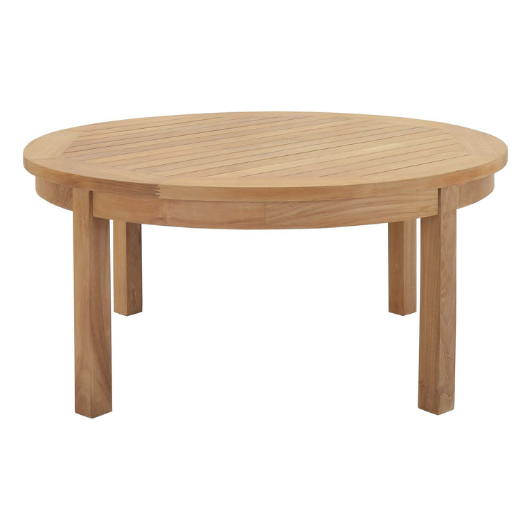 MARINA OUTDOOR PATIO TEAK ROUND COFFEE TABLE