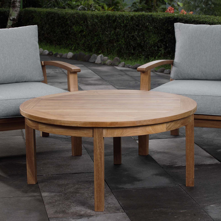 MARINA OUTDOOR PATIO TEAK ROUND COFFEE TABLE