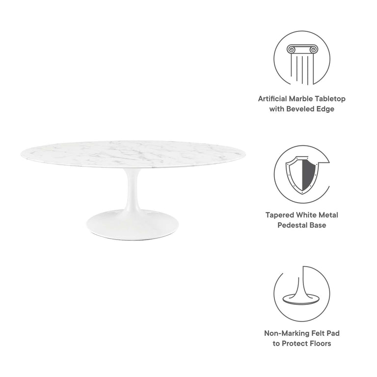 LIPPA OVAL FAUX MARBLE COFFEE TABLE | LIVING ROOM
