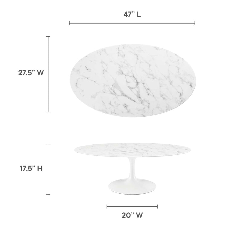 LIPPA OVAL FAUX MARBLE COFFEE TABLE | LIVING ROOM