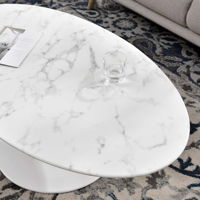 LIPPA OVAL FAUX MARBLE COFFEE TABLE | LIVING ROOM