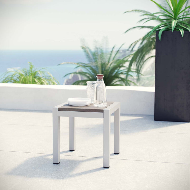 SHORE OUTDOOR PATIO ALUMINUM SIDE TABLE