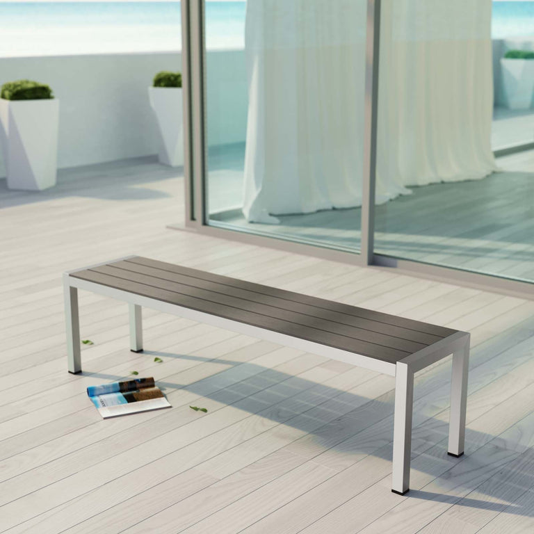 SHORE OUTDOOR PATIO ALUMINUM BENCH