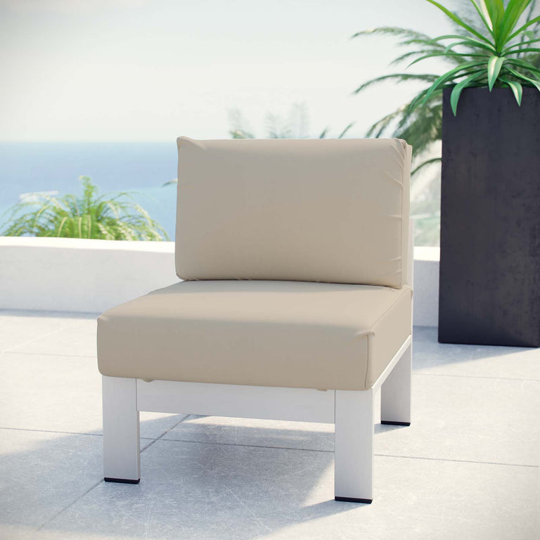 SHORE ARMLESS OUTDOOR PATIO ALUMINUM CHAIR