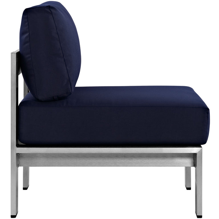 SHORE ARMLESS OUTDOOR PATIO ALUMINUM CHAIR