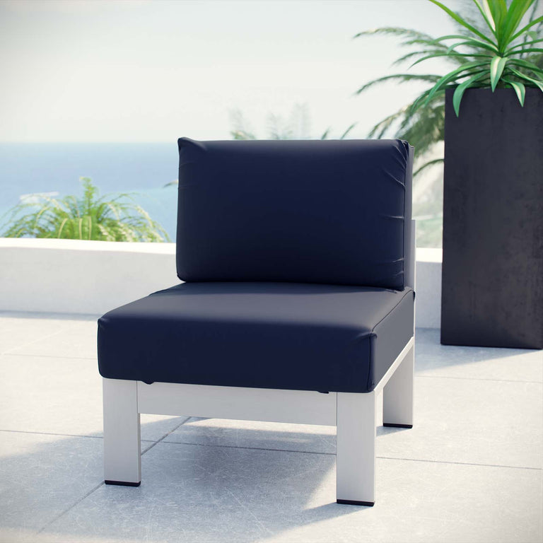 SHORE ARMLESS OUTDOOR PATIO ALUMINUM CHAIR