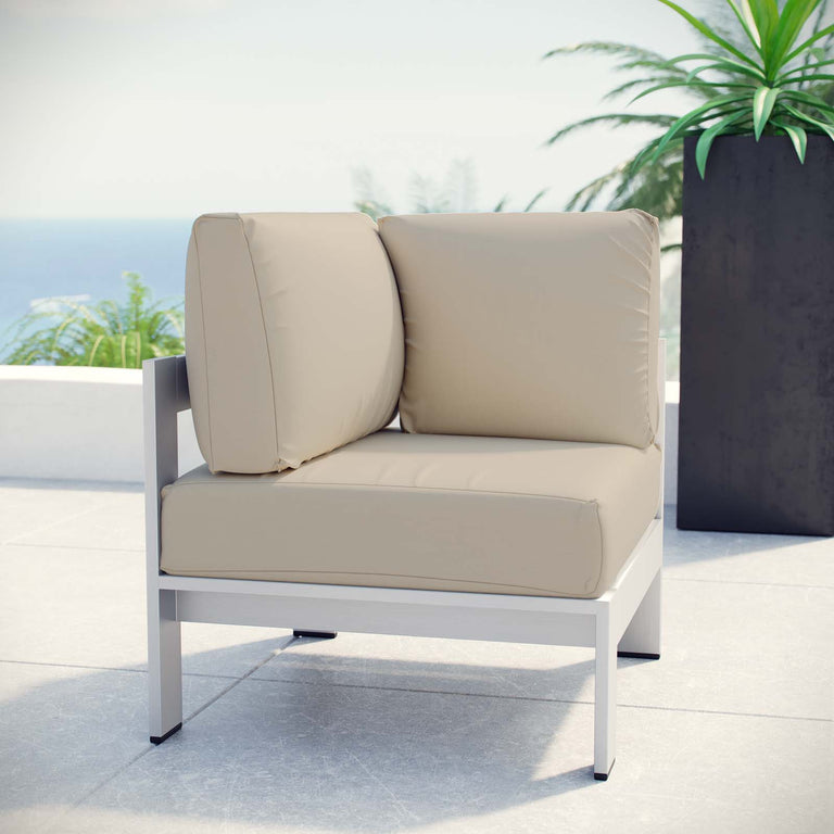 SHORE OUTDOOR PATIO ALUMINUM CORNER SOFA